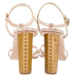 Chanel Leather T-Strap Sandals